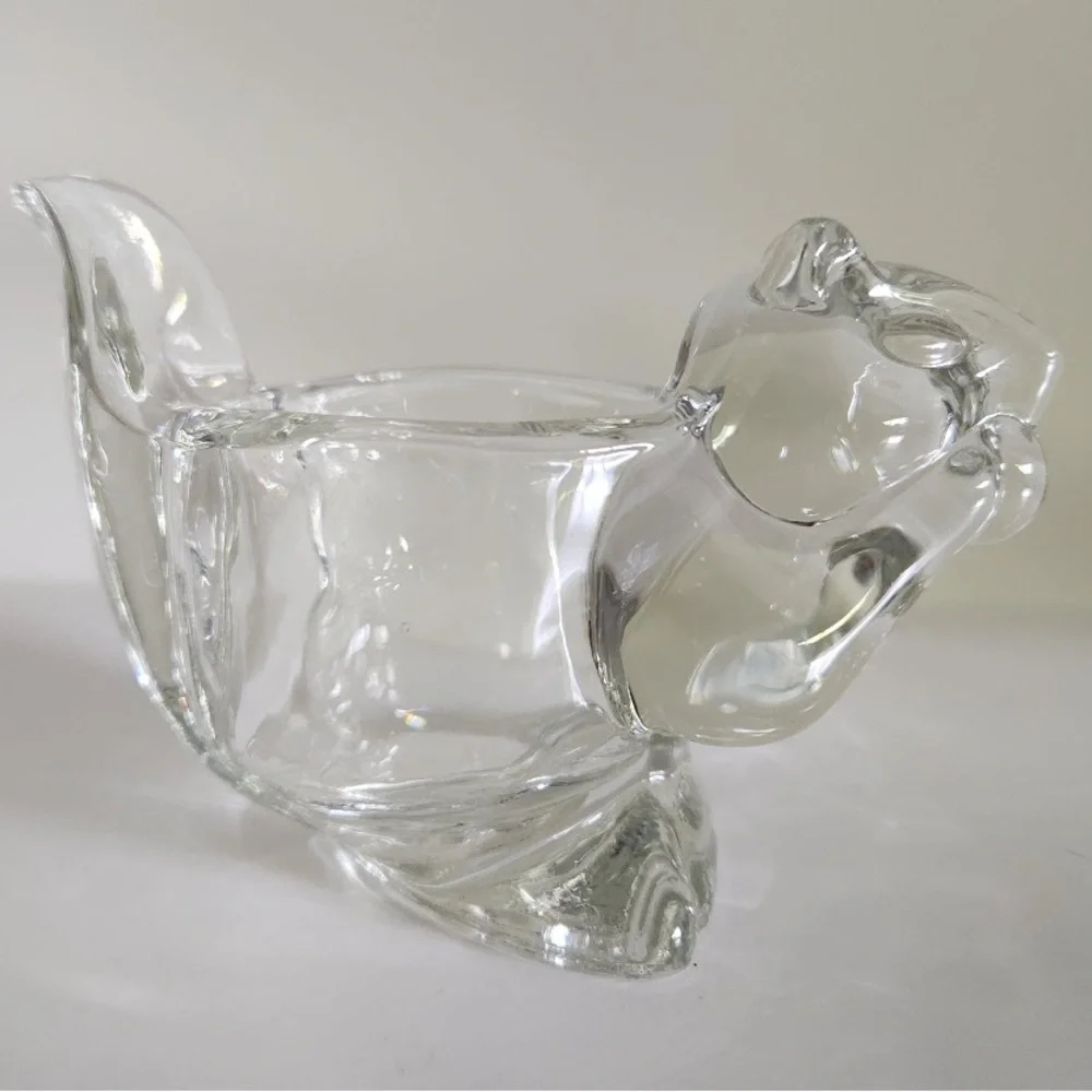 Avon clear glass squirrel votive candle holder